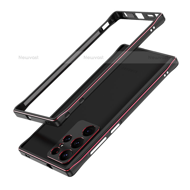 Luxury Aluminum Metal Frame Cover Case A01 for Samsung Galaxy S21 Ultra 5G Red and Black