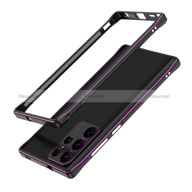 Luxury Aluminum Metal Frame Cover Case A01 for Samsung Galaxy S24 Ultra 5G Purple