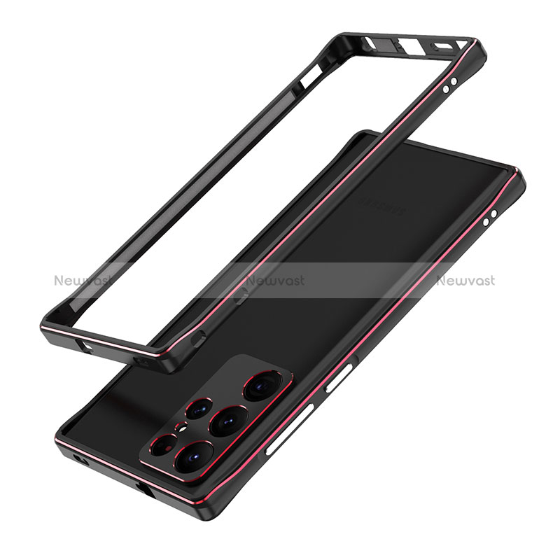 Luxury Aluminum Metal Frame Cover Case A01 for Samsung Galaxy S24 Ultra 5G Red and Black