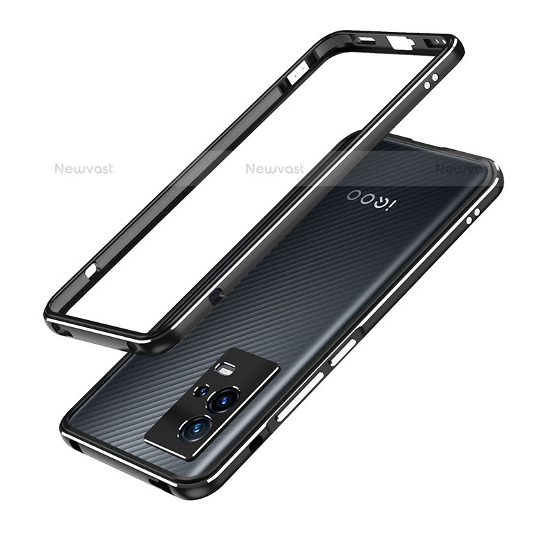 Luxury Aluminum Metal Frame Cover Case A01 for Vivo iQOO 8 Pro 5G Silver and Black