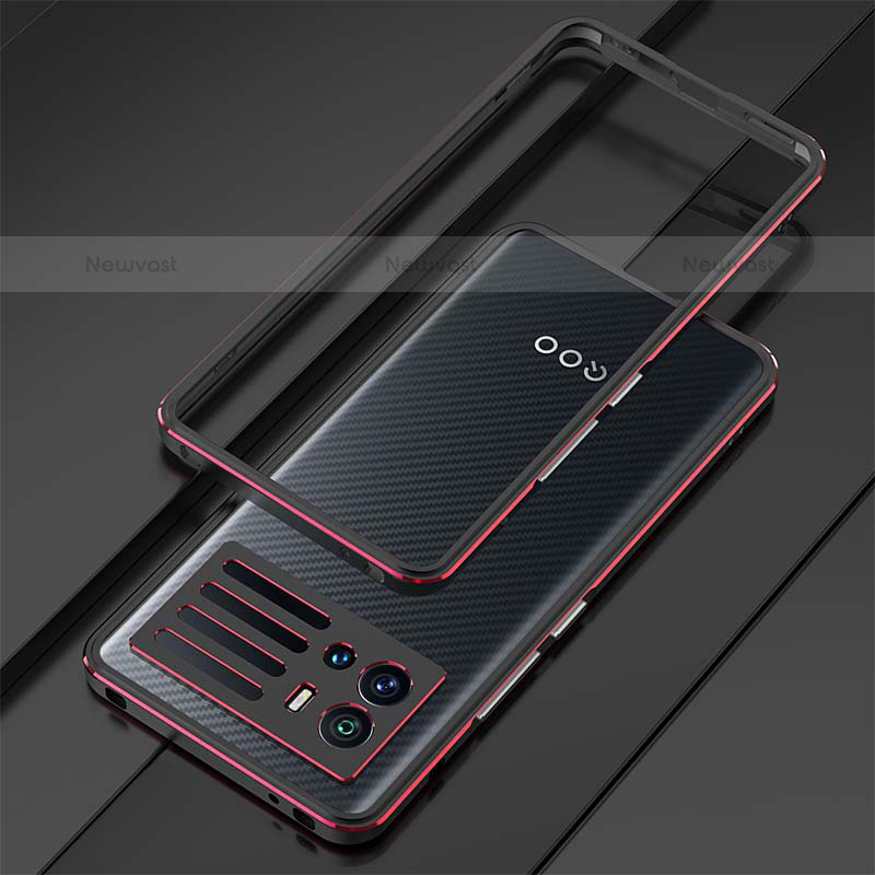 Luxury Aluminum Metal Frame Cover Case A01 for Vivo iQOO 9 5G Red and Black