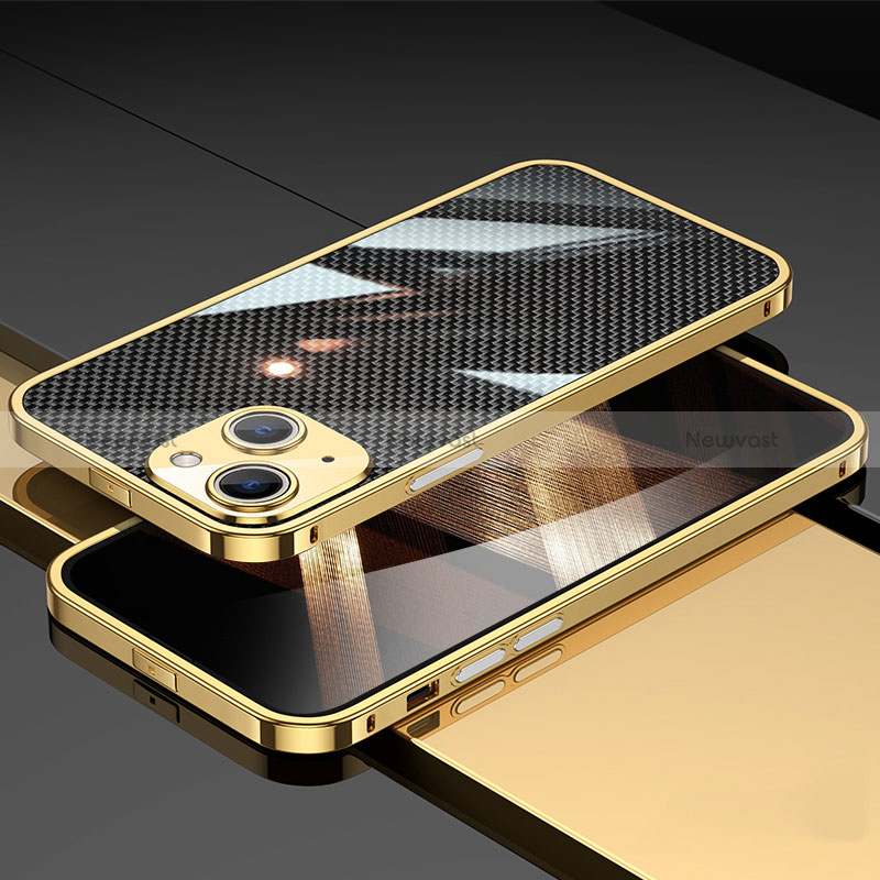 Luxury Aluminum Metal Frame Cover Case A02 for Apple iPhone 15 Gold