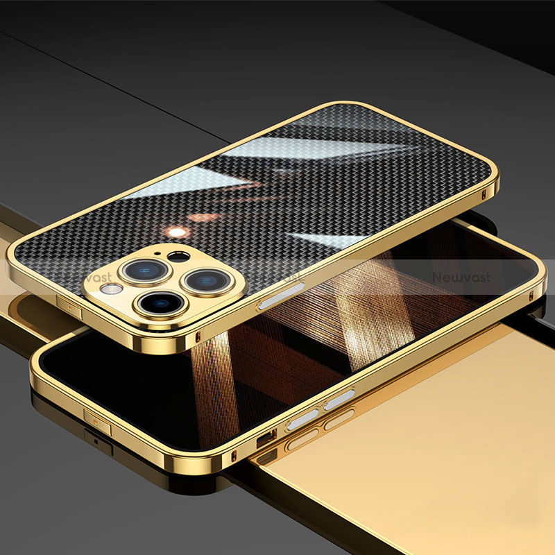 Luxury Aluminum Metal Frame Cover Case A02 for Apple iPhone 15 Pro Gold