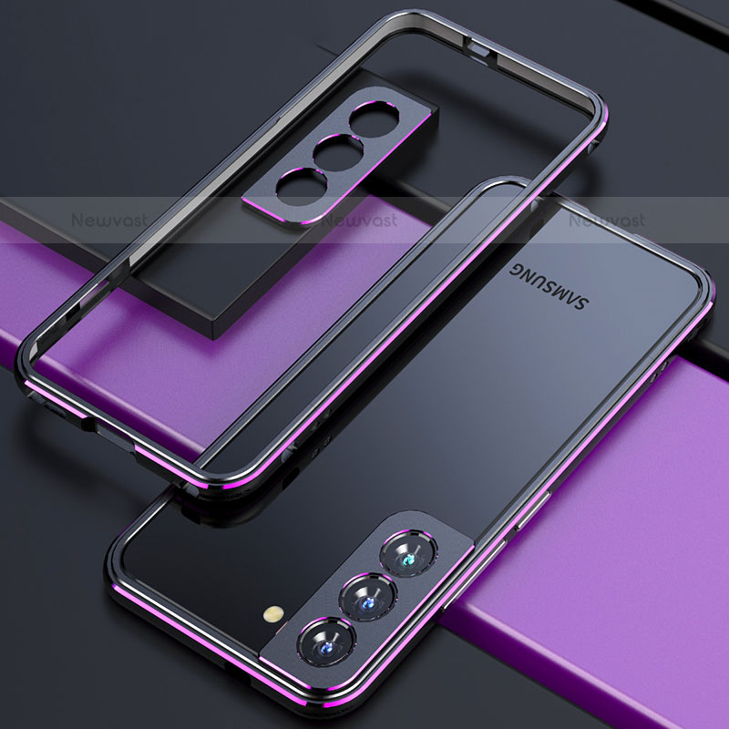 Luxury Aluminum Metal Frame Cover Case A02 for Samsung Galaxy S21 FE 5G Purple