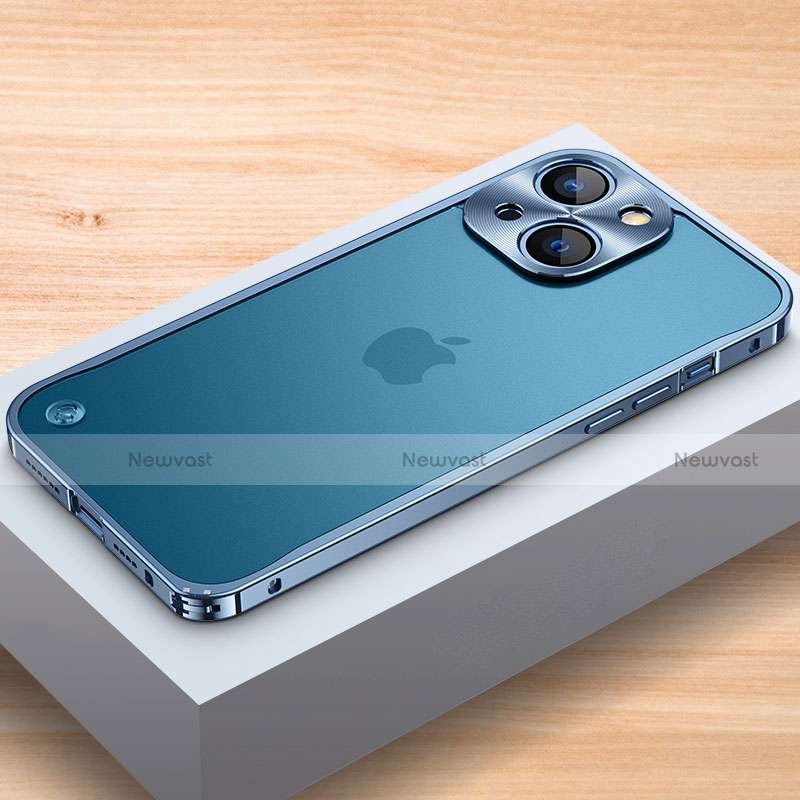 Luxury Aluminum Metal Frame Cover Case A04 for Apple iPhone 14 Blue