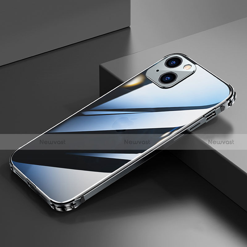 Luxury Aluminum Metal Frame Cover Case A06 for Apple iPhone 14 Plus Black