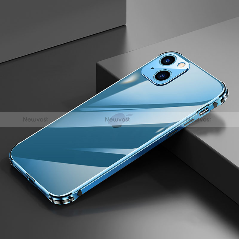 Luxury Aluminum Metal Frame Cover Case A06 for Apple iPhone 15 Blue