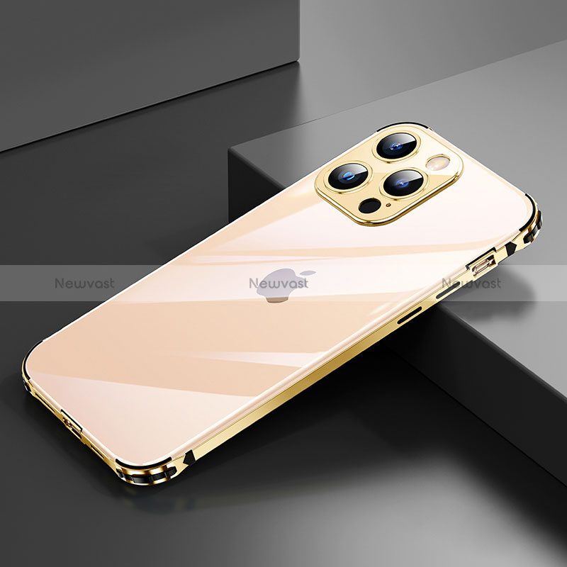 Luxury Aluminum Metal Frame Cover Case A06 for Apple iPhone 16 Pro Gold