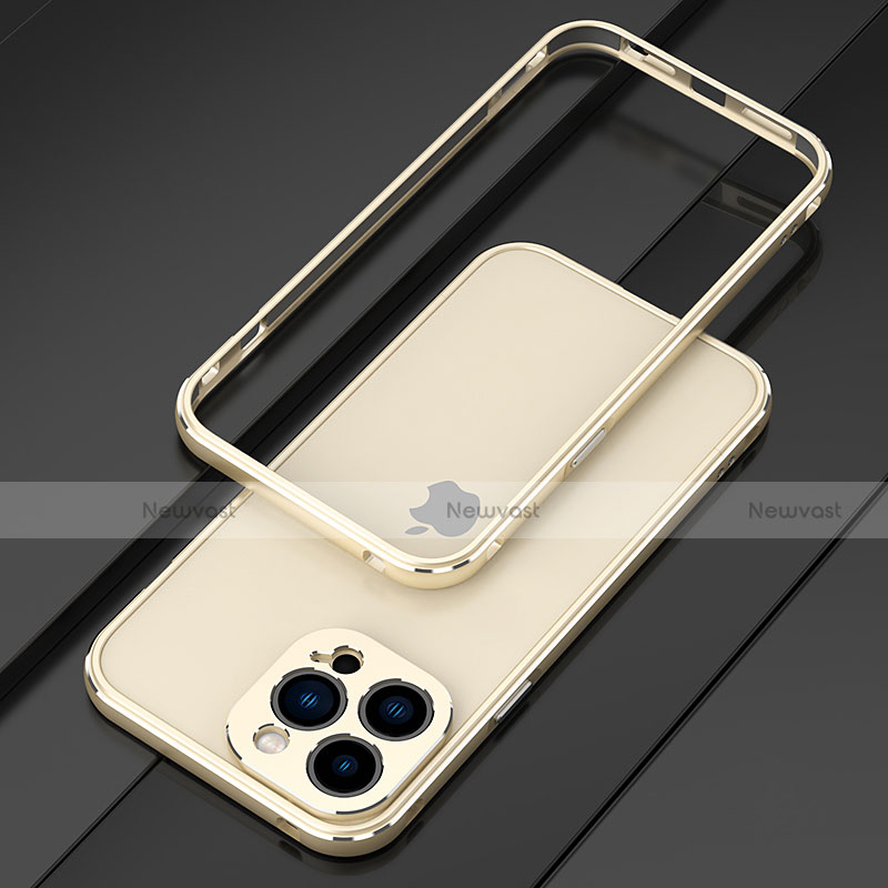 Luxury Aluminum Metal Frame Cover Case for Apple iPhone 13 Pro Gold