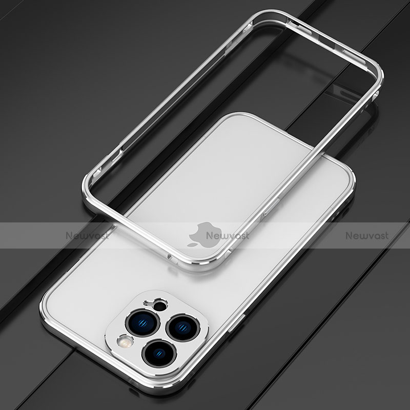 Luxury Aluminum Metal Frame Cover Case for Apple iPhone 13 Pro Max Silver