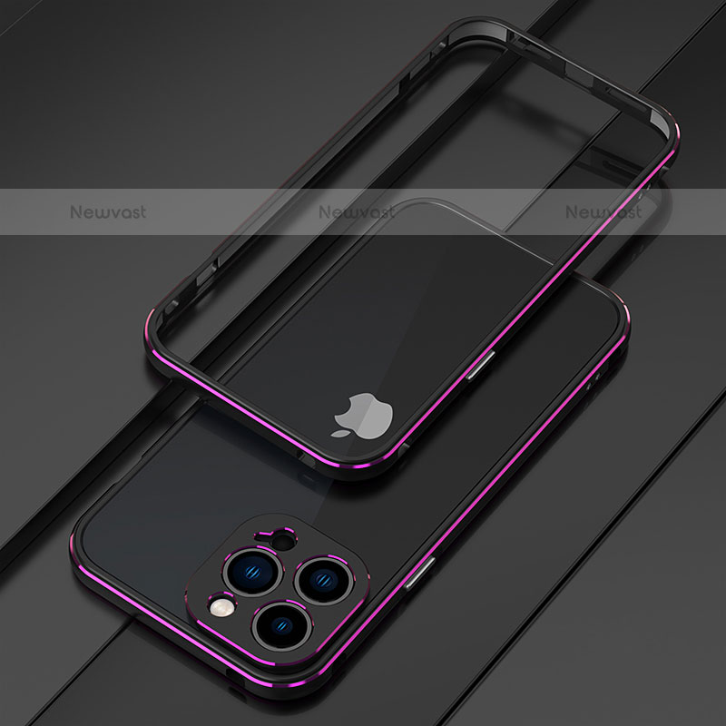 Luxury Aluminum Metal Frame Cover Case for Apple iPhone 15 Pro Purple