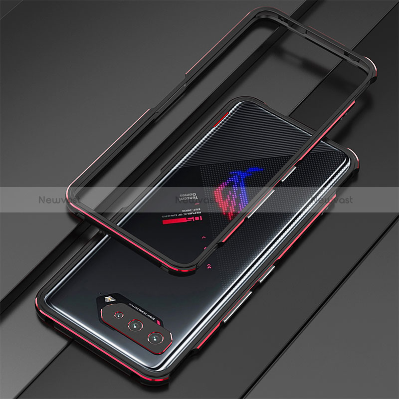 Luxury Aluminum Metal Frame Cover Case for Asus ROG Phone 5 Pro Red and Black