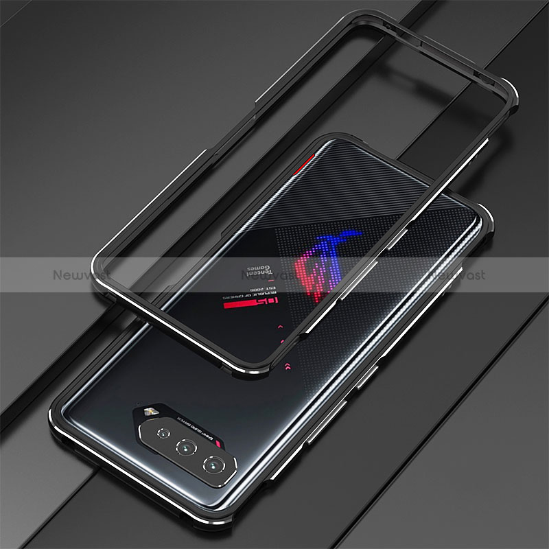 Luxury Aluminum Metal Frame Cover Case for Asus ROG Phone 5 Ultimate Silver and Black