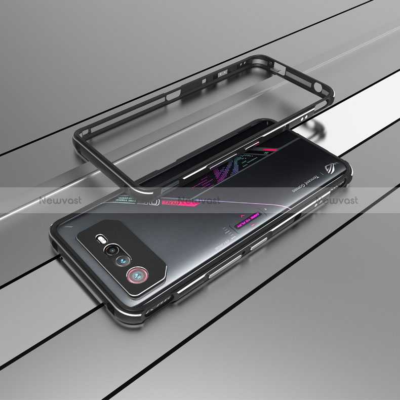 Luxury Aluminum Metal Frame Cover Case for Asus ROG Phone 6 Silver and Black