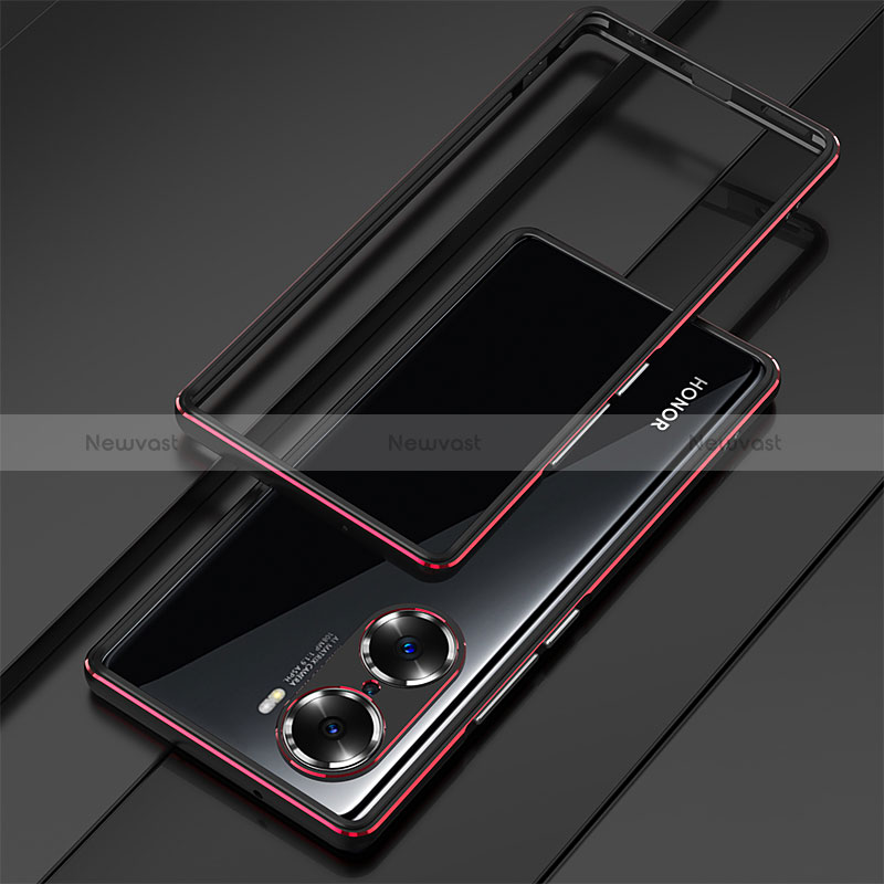 Luxury Aluminum Metal Frame Cover Case for Huawei Honor 60 5G Red and Black