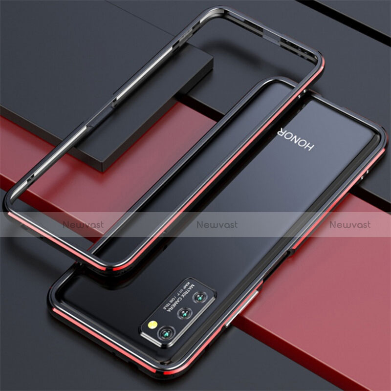 Luxury Aluminum Metal Frame Cover Case for Huawei Honor View 30 5G Red and Black