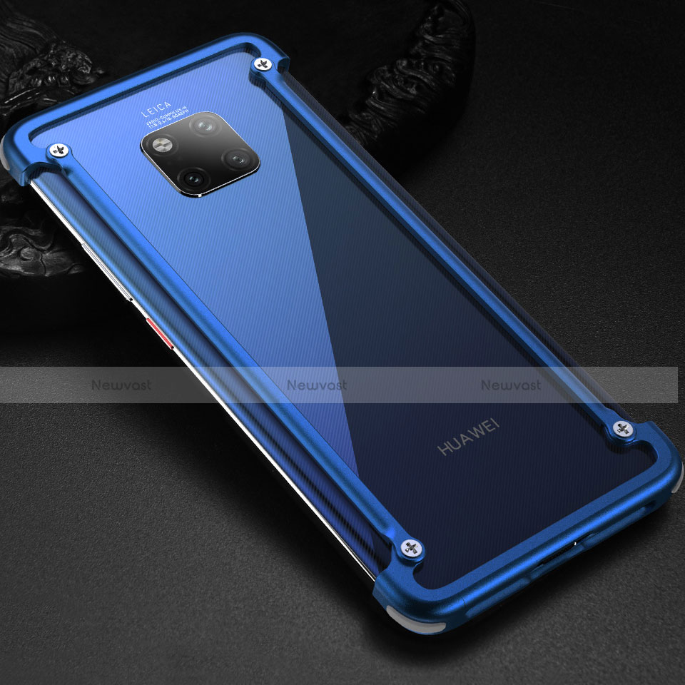 Luxury Aluminum Metal Frame Cover Case for Huawei Mate 20 Pro Blue