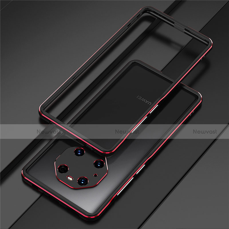 Luxury Aluminum Metal Frame Cover Case for Huawei Mate 40E Pro 5G Red and Black