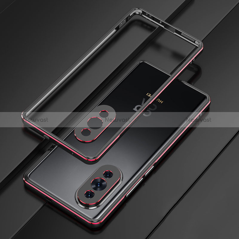 Luxury Aluminum Metal Frame Cover Case for Huawei Nova 10 Red and Black