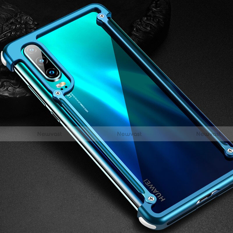 Luxury Aluminum Metal Frame Cover Case for Huawei P30 Blue