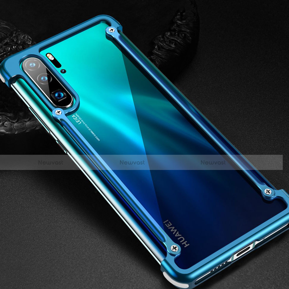 Luxury Aluminum Metal Frame Cover Case for Huawei P30 Pro New Edition Blue