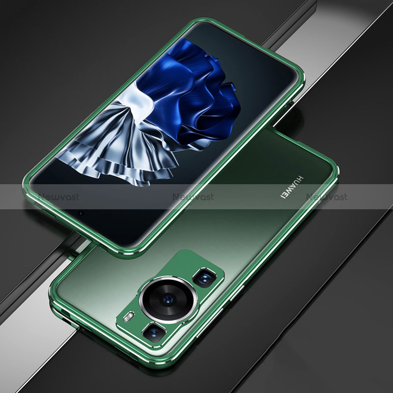 Luxury Aluminum Metal Frame Cover Case for Huawei P60 Green