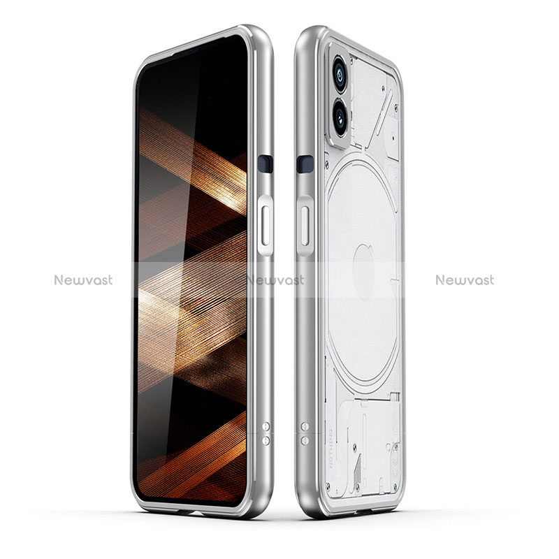 Luxury Aluminum Metal Frame Cover Case for Nothing Phone 2 Silver