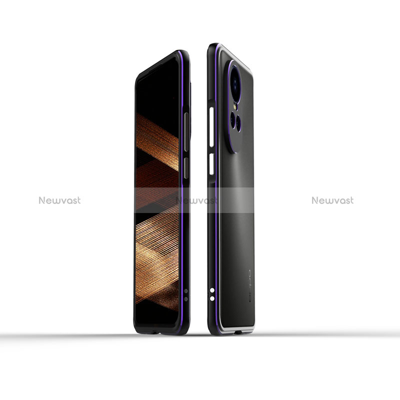 Luxury Aluminum Metal Frame Cover Case for Oppo Reno10 5G Purple