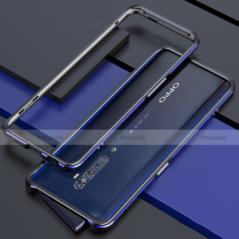 Luxury Aluminum Metal Frame Cover Case for Oppo Reno2 Blue and Black