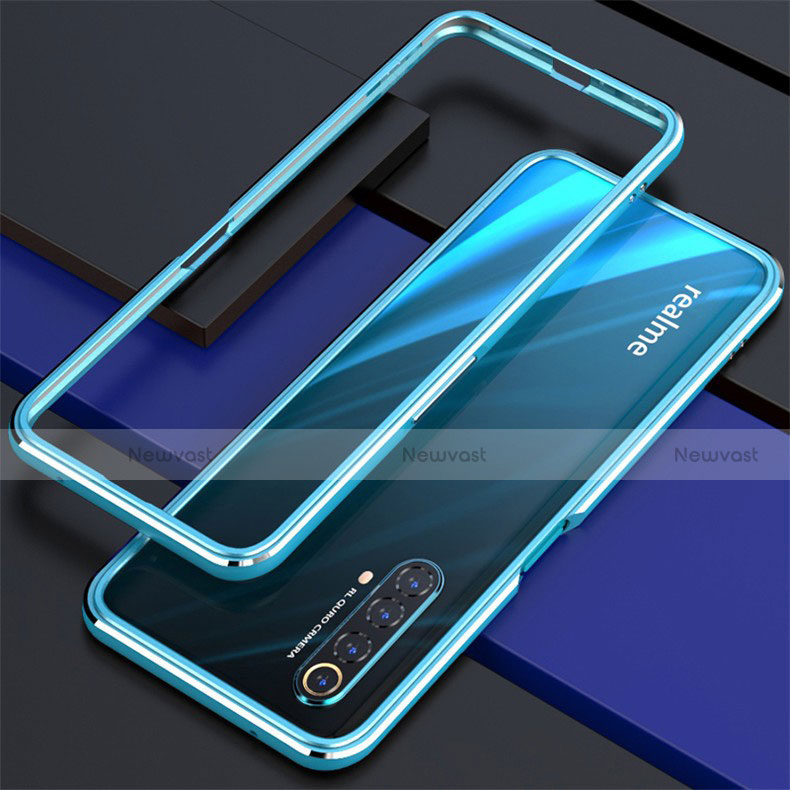 Luxury Aluminum Metal Frame Cover Case for Realme X50 5G Cyan