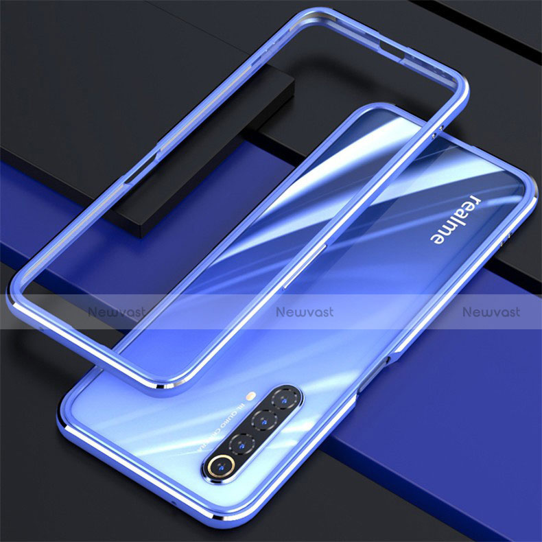 Luxury Aluminum Metal Frame Cover Case for Realme X50m 5G Blue