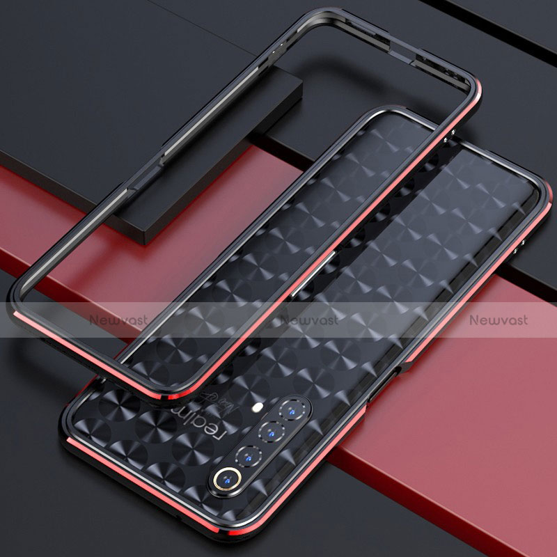 Luxury Aluminum Metal Frame Cover Case for Realme X50m 5G Red and Black