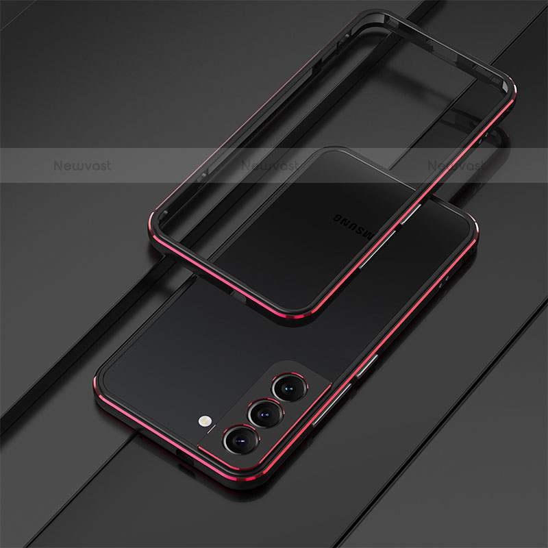 Luxury Aluminum Metal Frame Cover Case for Samsung Galaxy S23 Plus 5G Red and Black