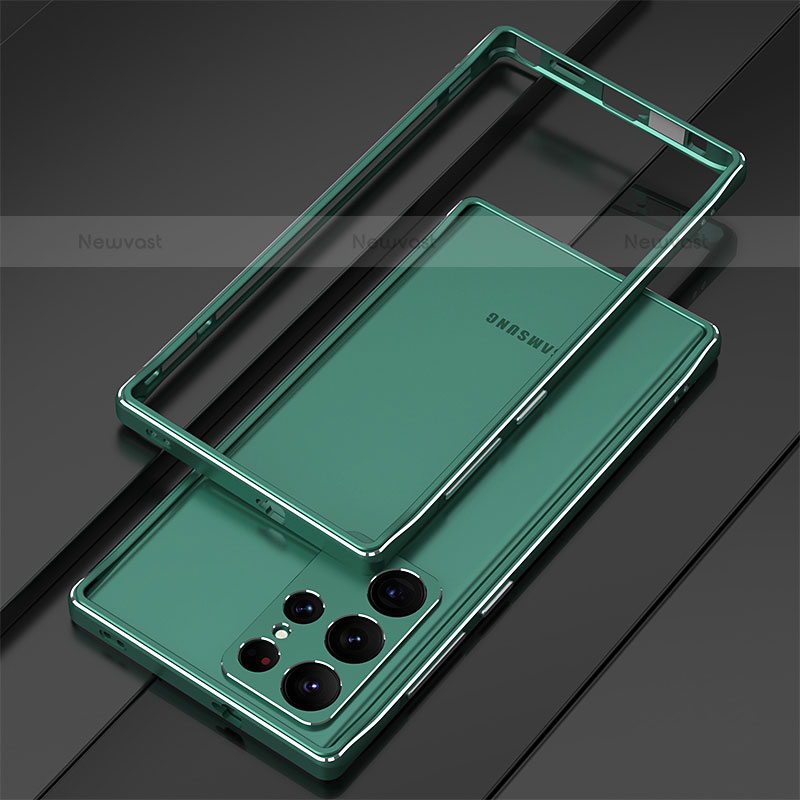 Luxury Aluminum Metal Frame Cover Case for Samsung Galaxy S23 Ultra 5G Green