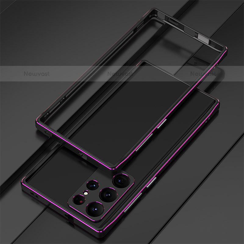 Luxury Aluminum Metal Frame Cover Case for Samsung Galaxy S23 Ultra 5G Purple