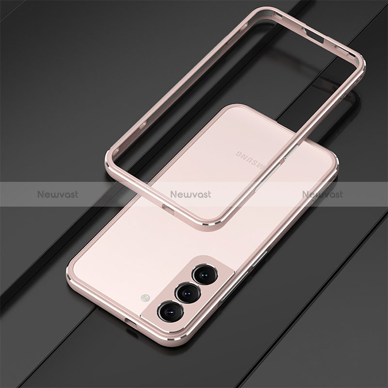 Luxury Aluminum Metal Frame Cover Case for Samsung Galaxy S24 5G Rose Gold