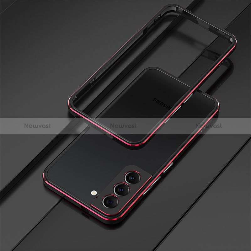 Luxury Aluminum Metal Frame Cover Case for Samsung Galaxy S24 Plus 5G Red and Black