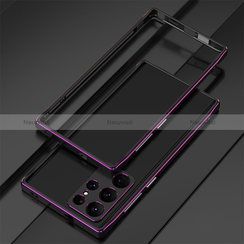 Luxury Aluminum Metal Frame Cover Case for Samsung Galaxy S24 Ultra 5G Purple