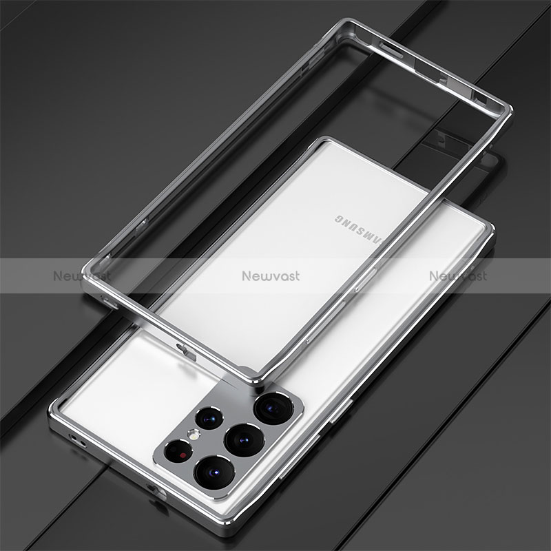 Luxury Aluminum Metal Frame Cover Case for Samsung Galaxy S24 Ultra 5G Silver