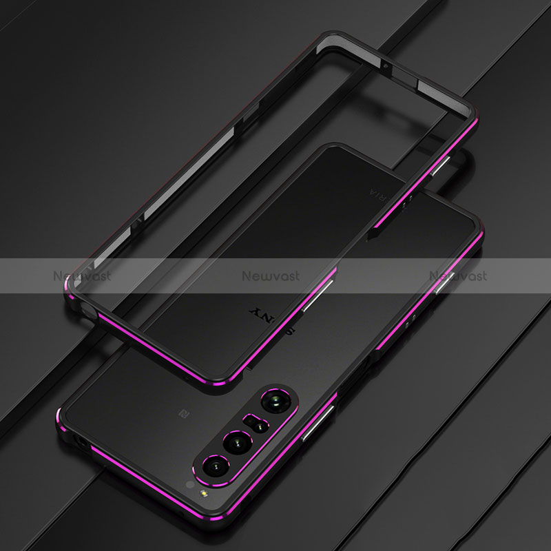 Luxury Aluminum Metal Frame Cover Case for Sony Xperia 1 IV Purple
