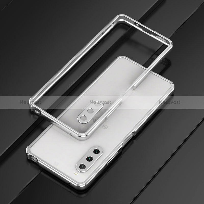 Luxury Aluminum Metal Frame Cover Case for Sony Xperia 10 V Silver