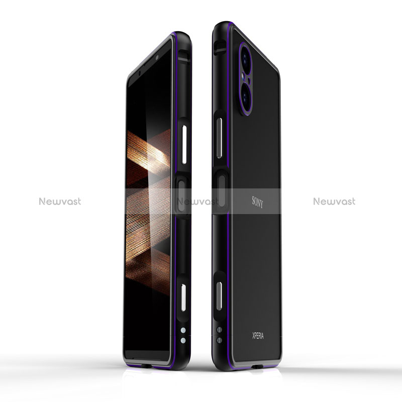 Luxury Aluminum Metal Frame Cover Case for Sony Xperia 5 V Purple