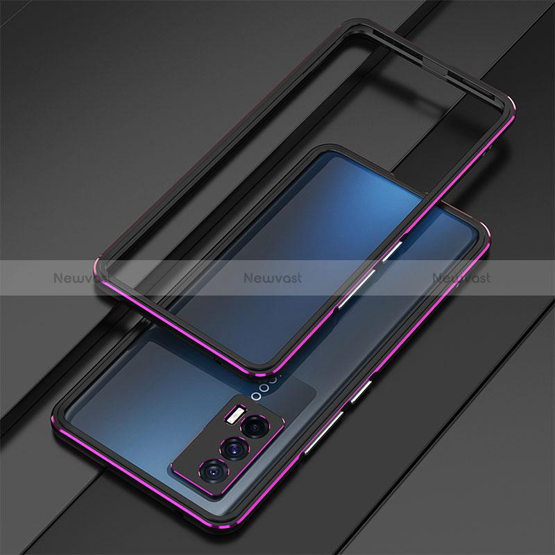 Luxury Aluminum Metal Frame Cover Case for Vivo iQOO 7 India 5G Purple