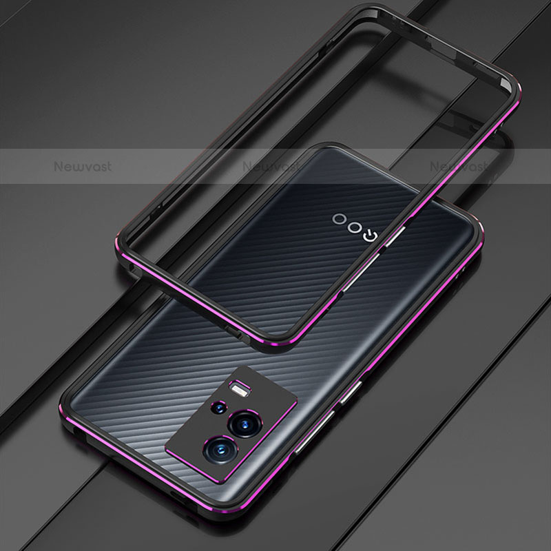 Luxury Aluminum Metal Frame Cover Case for Vivo iQOO 8 5G Purple