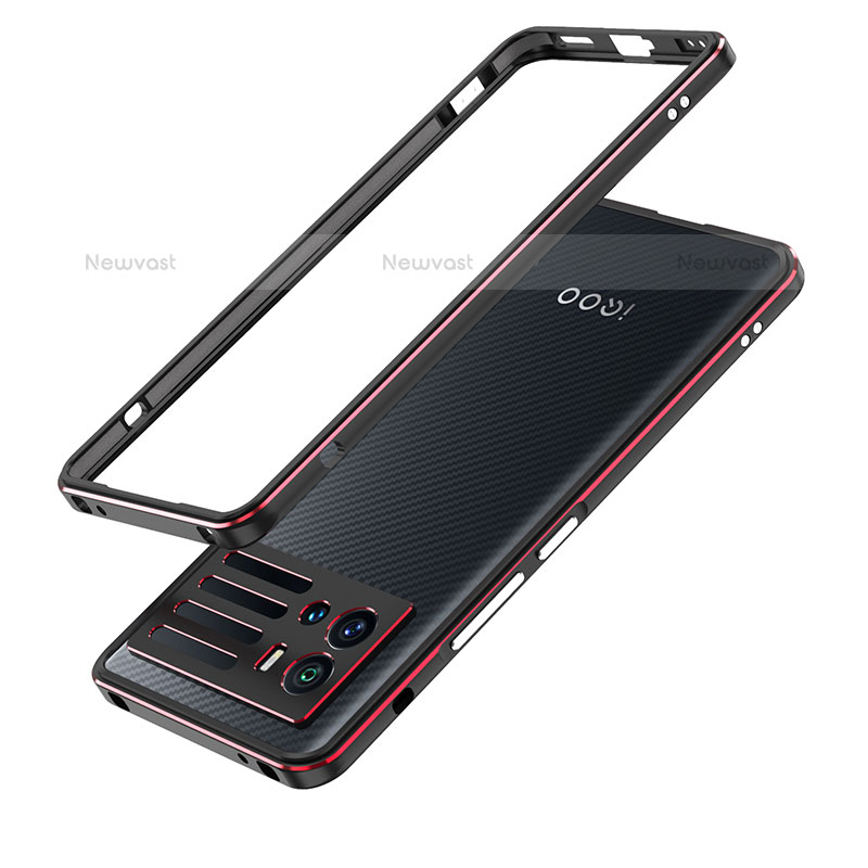 Luxury Aluminum Metal Frame Cover Case for Vivo iQOO 9 5G Red and Black