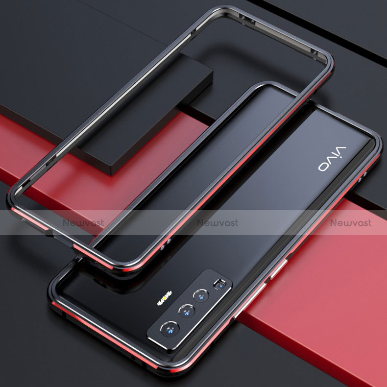 Luxury Aluminum Metal Frame Cover Case for Vivo X50 5G Red and Black