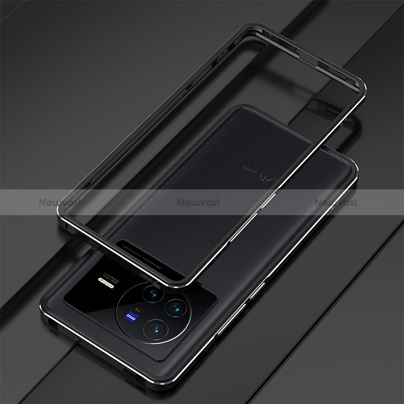 Luxury Aluminum Metal Frame Cover Case for Vivo X80 5G Black