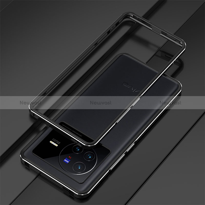 Luxury Aluminum Metal Frame Cover Case for Vivo X80 Pro 5G Black