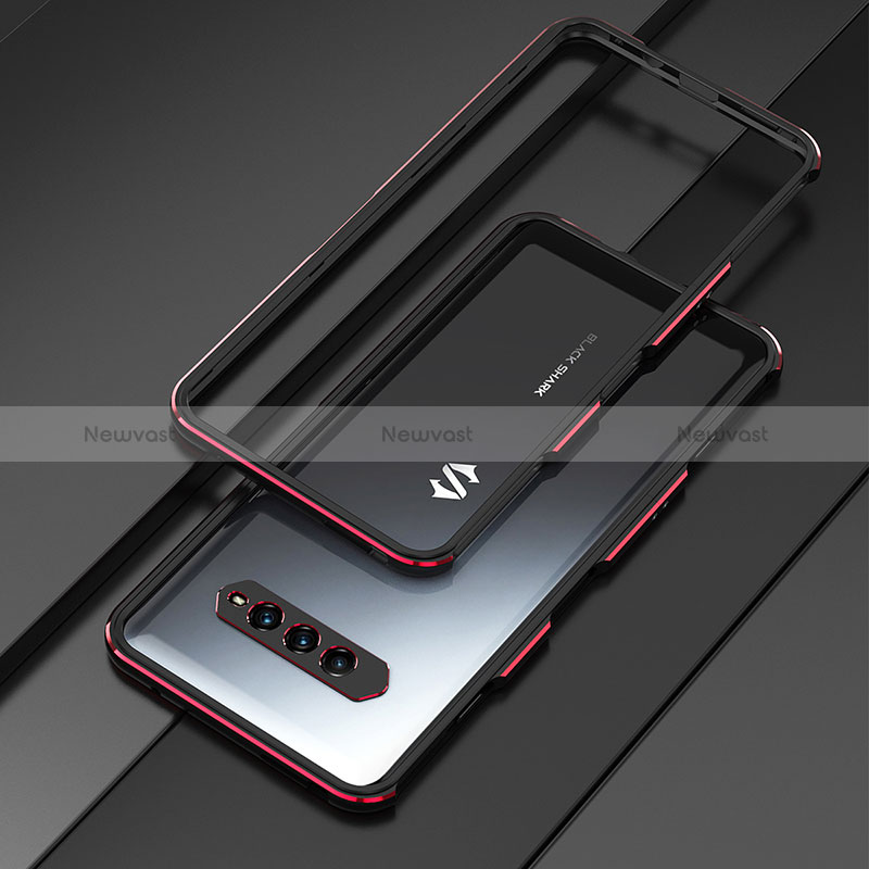 Luxury Aluminum Metal Frame Cover Case for Xiaomi Black Shark 4 Pro 5G Red and Black