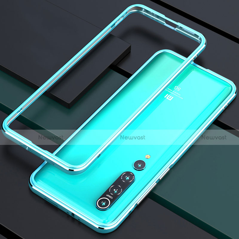 Luxury Aluminum Metal Frame Cover Case for Xiaomi Mi 10 Cyan